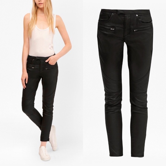 French Connection Denim - FCUK The ReboundSkinny Leather Look Moto Jeans Zip
